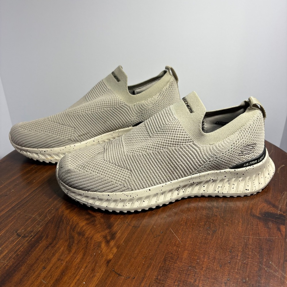 Skechers Sneakers Mens 9 Taupe Bobs Squad Chaos Slip On Memory Foam Speckle Sole
